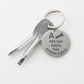 Engraved keychain screwdriver for your guy or gal with flathead and Philips. Message reads A screw per day keeps your stress away. Add your own engraved message on the back. Colour Black or Silver.