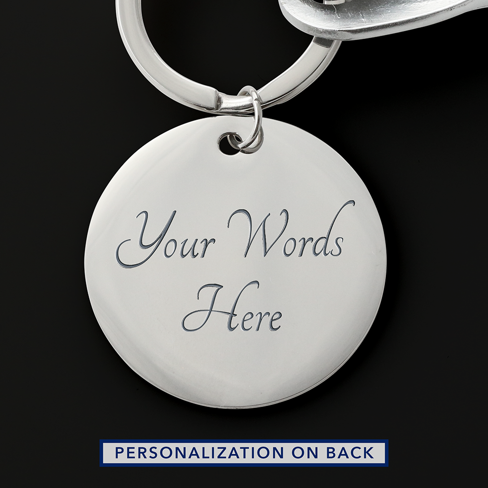 Engraved keychain screwdriver for your loved one with flathead and Philips. Cheeky message reads You drive me crazy! with a googly face. Add your own engraved message on the back. Colour Black or Silver.
