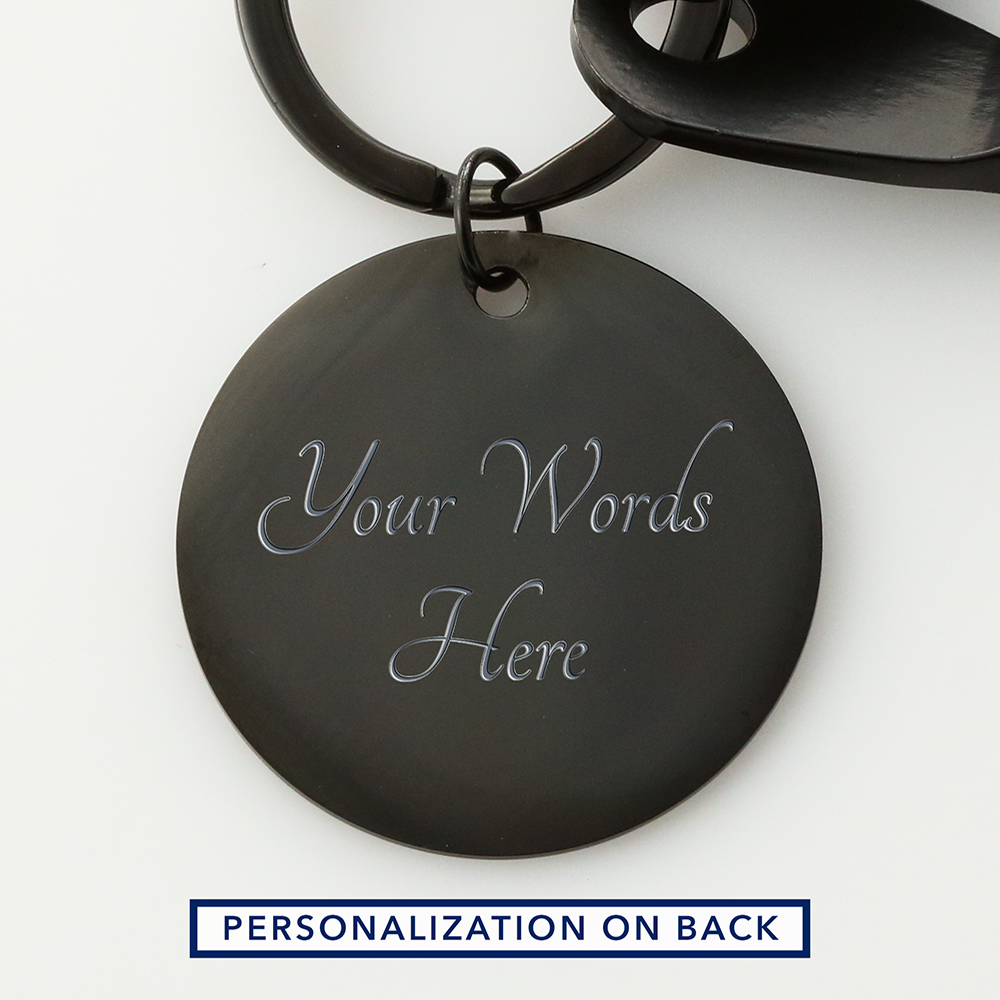 Engraved keychain screwdriver for your loved one with flathead and Philips. Cheeky message reads You drive me crazy! with a googly face. Add your own engraved message on the back. Colour Black or Silver.