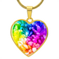 Rainbow Flower Graphic Necklace. A rainbow flower symbolises joy, diversity, and hope. Because of its vibrant mix of colours, it represents happiness, positivity, and inclusivity. Our patent-pending jewellery is made of high quality surgical steel or with an 18k gold finish option. Perfect Gift For:
Birthdays & Anniversaries
Pride Celebrations 
Mother’s Day & Valentine’s Day
Someone who brightens your life!