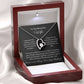 Dazzling Forever Love Necklace and heartfelt message card. This necklace features a stunning 6.5mm CZ crystal surrounded by a polished heart pendant embellished with smaller crystals. 14k white gold finish with adjustable chain length: 18" - 22" (45.72cm - 55.88cm)