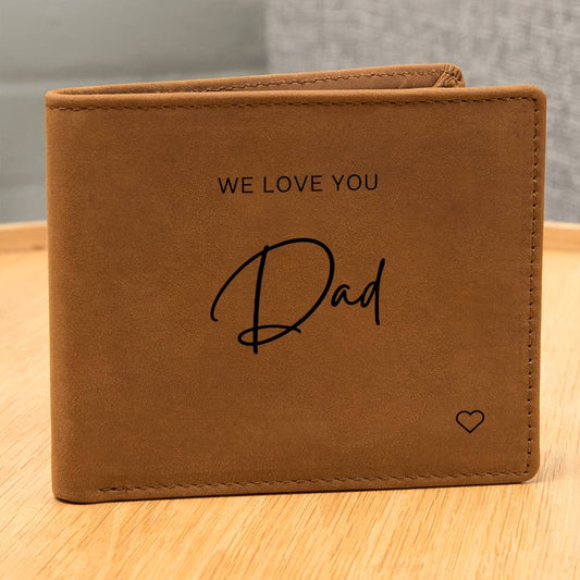 Personalised Graphic Leather Wallet "We Love You Dad"