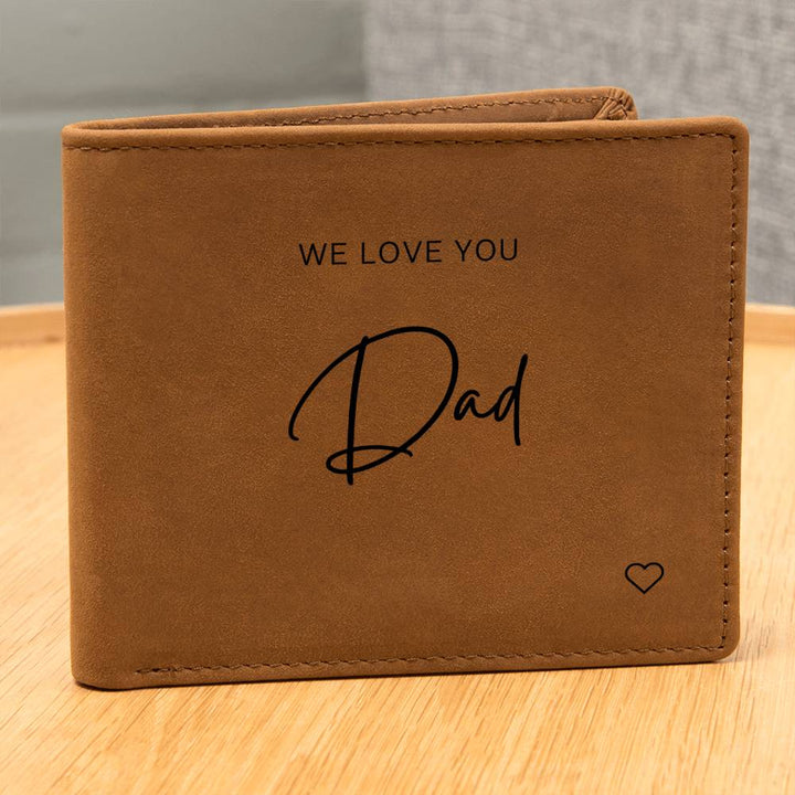 Personalised Graphic Leather Wallet "We Love You Dad"