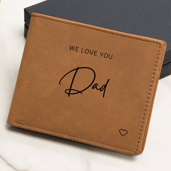 Personalised Graphic Leather Wallet "We Love You Dad"