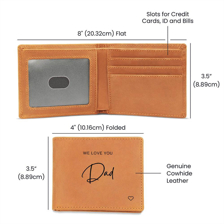 Personalised Graphic Leather Wallet "We Love You Dad"