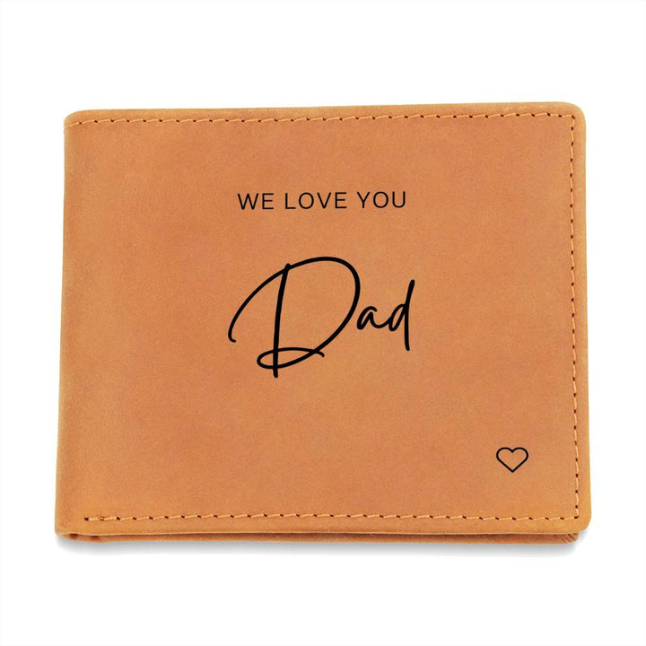 Personalised Graphic Leather Wallet "We Love You Dad"