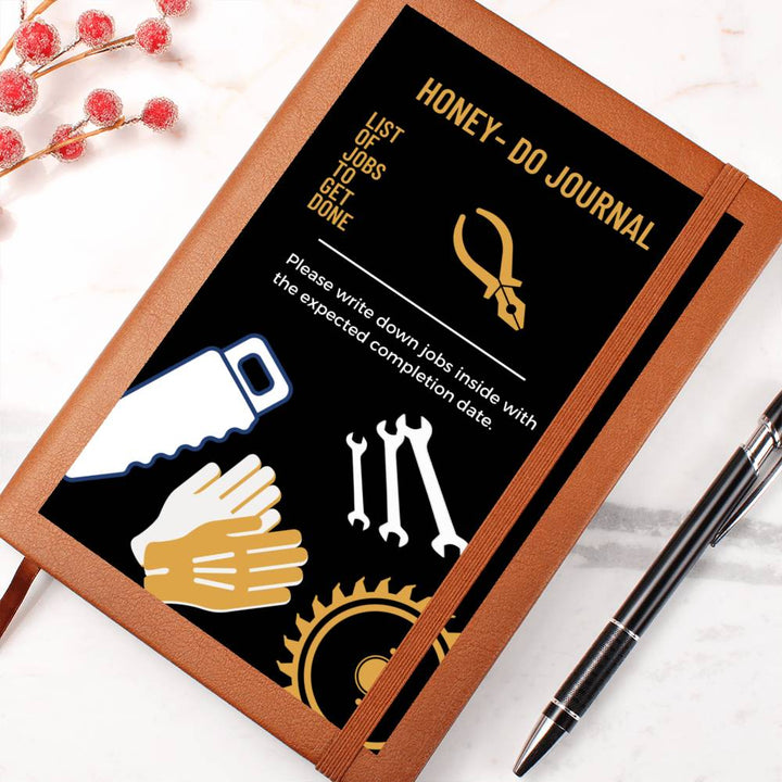 Leather Journal Printed Graphic of Honey - Do Jobs List  Note Book