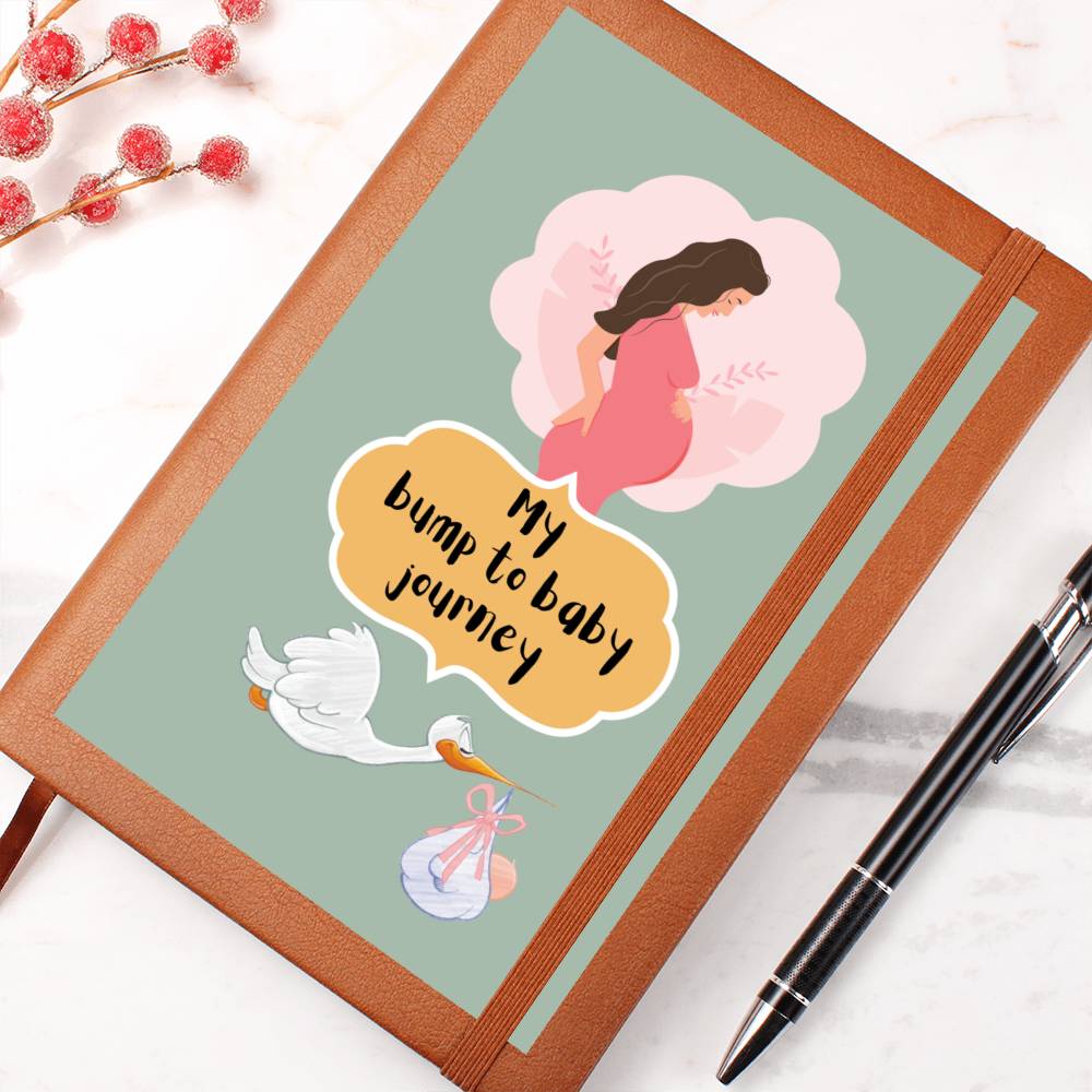 Leather Journal Printed Graphic of Bump to Baby Note Book