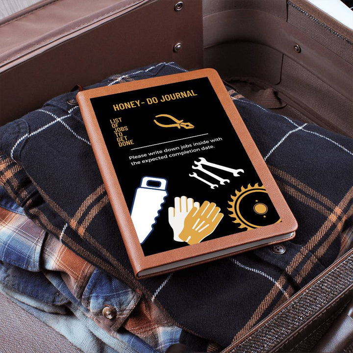 Leather Journal Printed Graphic of Honey - Do Jobs List  Note Book