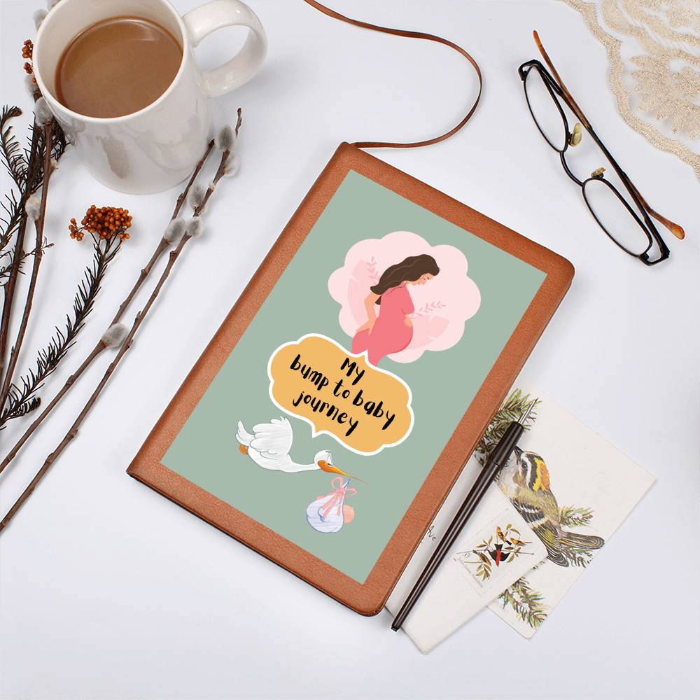 Leather Journal Printed Graphic of Bump to Baby Note Book