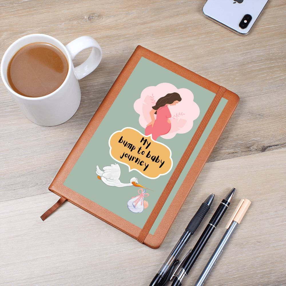 Leather Journal Printed Graphic of Bump to Baby Note Book