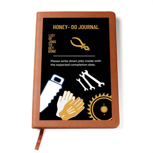 Leather Journal Printed Graphic of Honey - Do Jobs List  Note Book