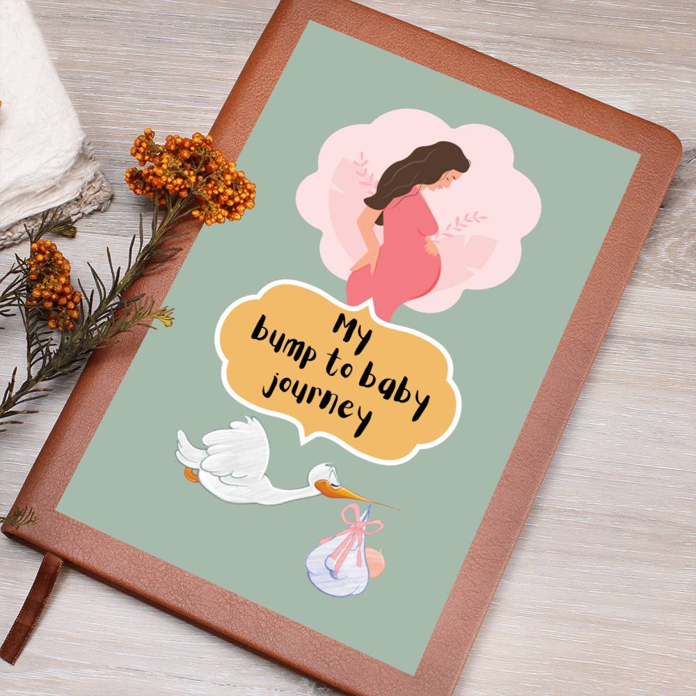 Leather Journal Printed Graphic of Bump to Baby Note Book