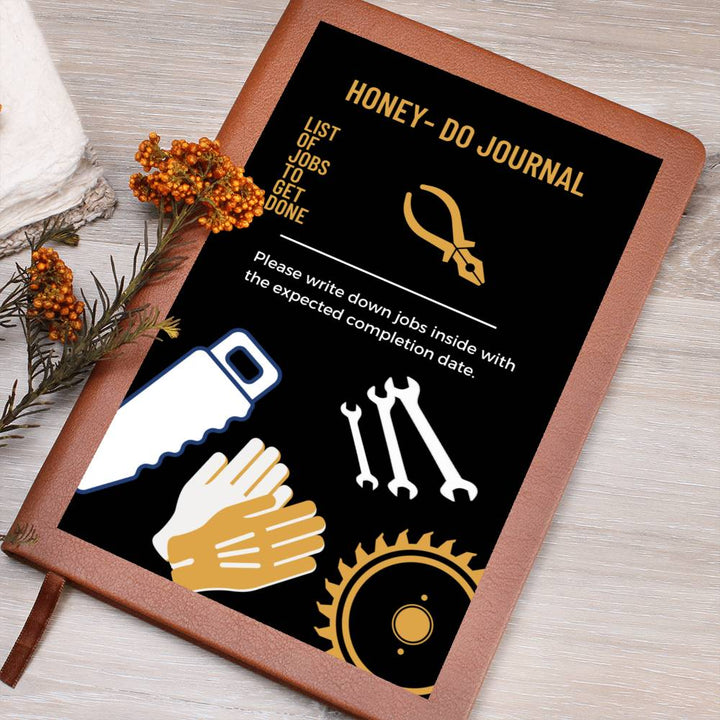 Leather Journal Printed Graphic of Honey - Do Jobs List  Note Book