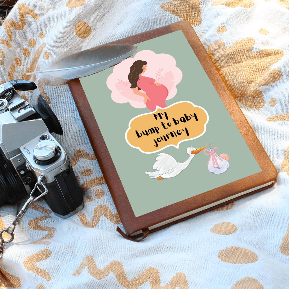 Leather Journal Printed Graphic of Bump to Baby Note Book