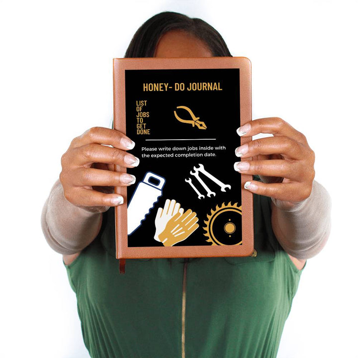 Leather Journal Printed Graphic of Honey - Do Jobs List  Note Book