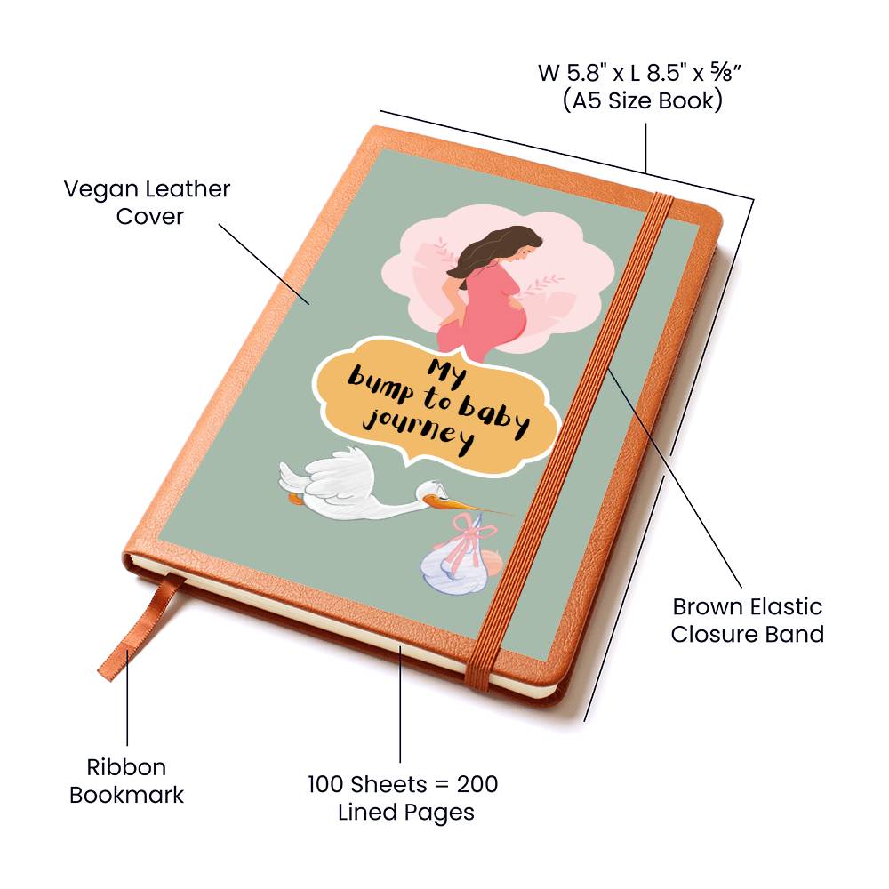Leather Journal Printed Graphic of Bump to Baby Note Book