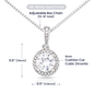 Sparkling cushion cut cubic zirconia necklace gift for mom