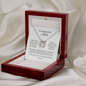 Mom horseshoe pendant necklace with  Cubic Zirconia centre stone in white gold finish, box chain and a heartfelt message card.