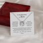 Mom horseshoe pendant necklace with  Cubic Zirconia centre stone in white gold finish, box chain and a heartfelt message card.