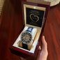 Unique Skeleton Dial Automatic Men's Watch with luxury box LED and message card. Time & tide wait for no one but love shines forever. Love You.