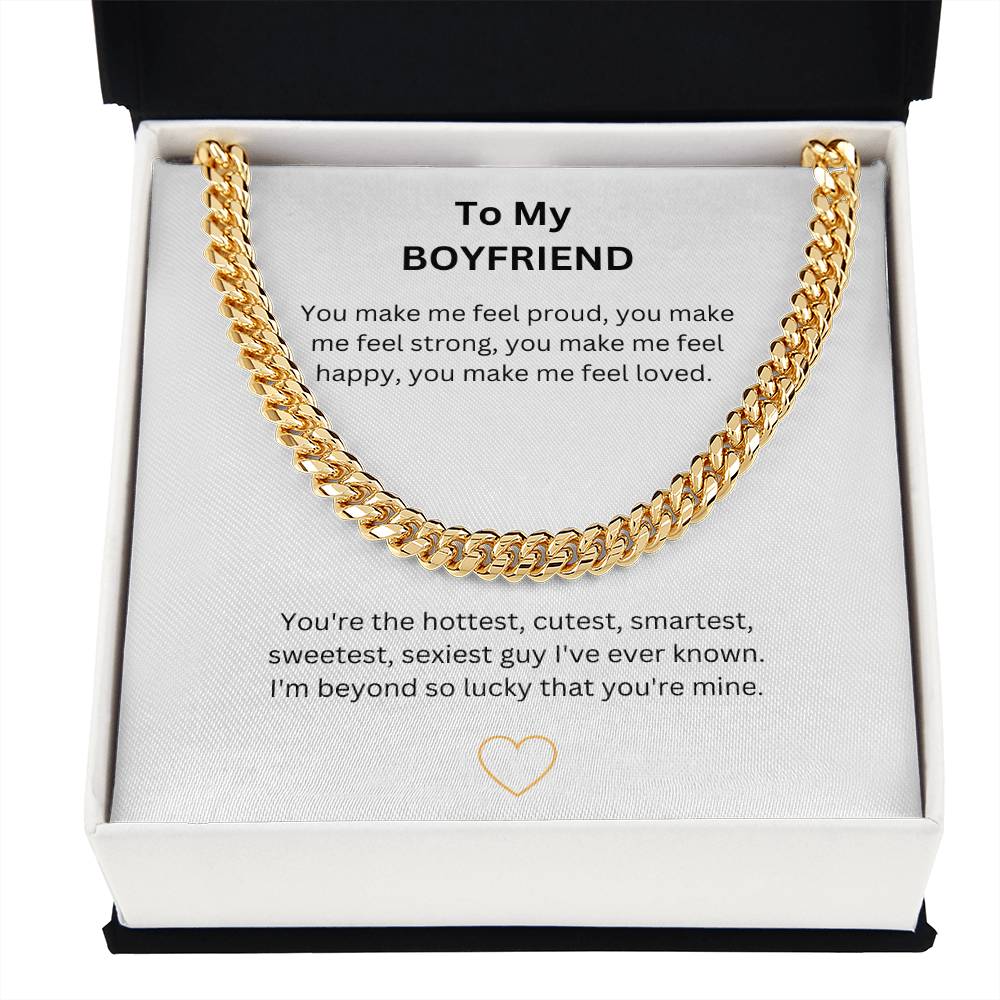 Trendy mens cuban link chain necklace. Available in polished stainless steel or 14K yellow gold makes the perfect gift for the man in your life. 