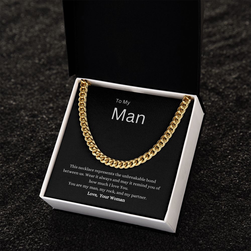 To My Man Gold Cuban Link Chain Necklace