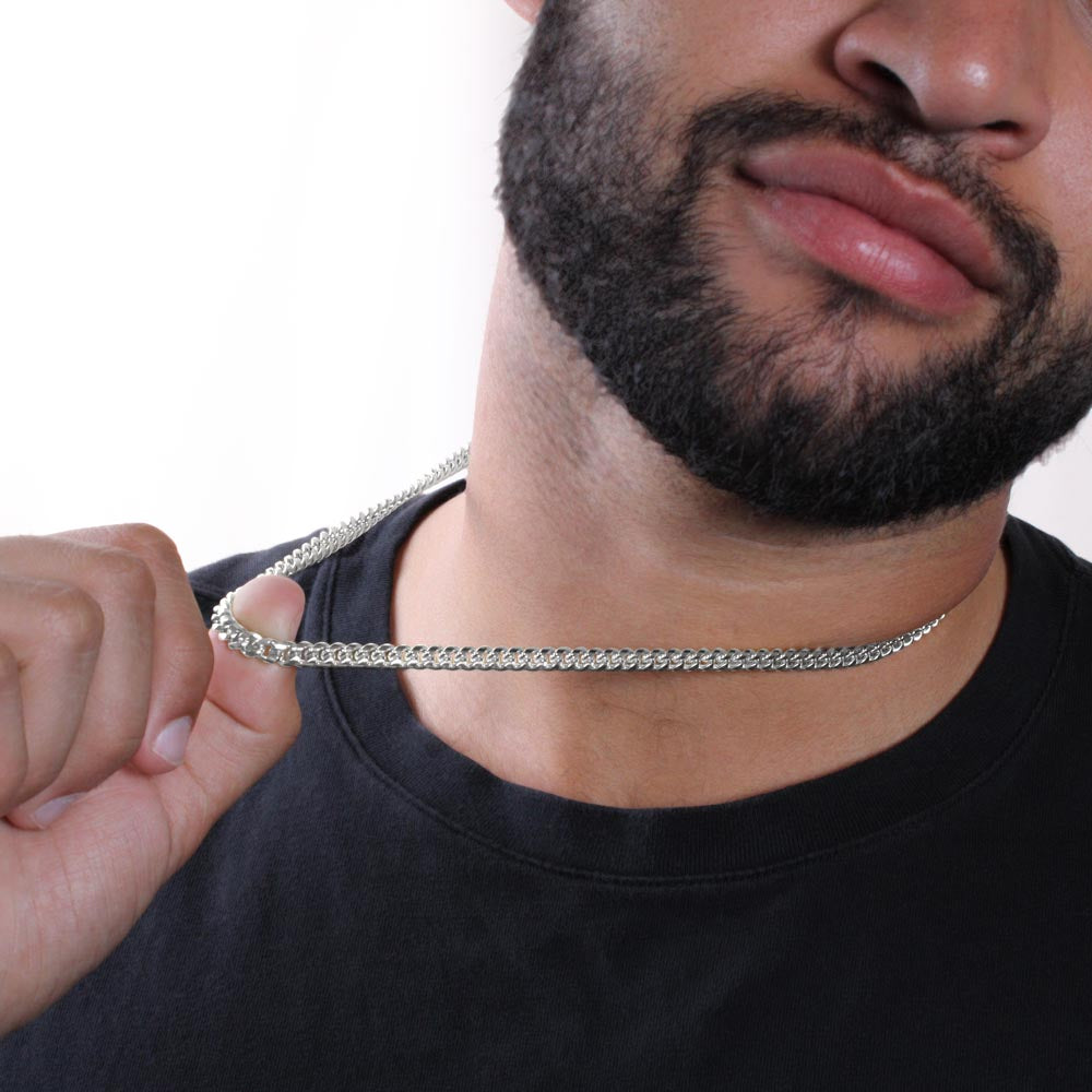 My Husband Cuban Link Chain Necklace Stainless Steel or 14k Gold Finish and heartfelt message card