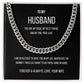 My Husband Cuban Link Chain Necklace Stainless Steel or 14k Gold  Finish and heartfelt message card