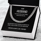 My Husband Cuban Link Chain Necklace Stainless Steel or 14k Gold Finish and heartfelt message card