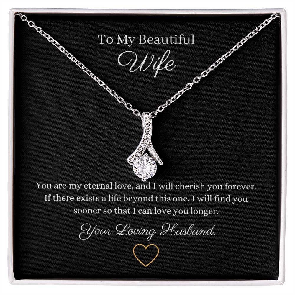 14k white gold finish or 18k yellow gold finish  Ribbon pendant necklace