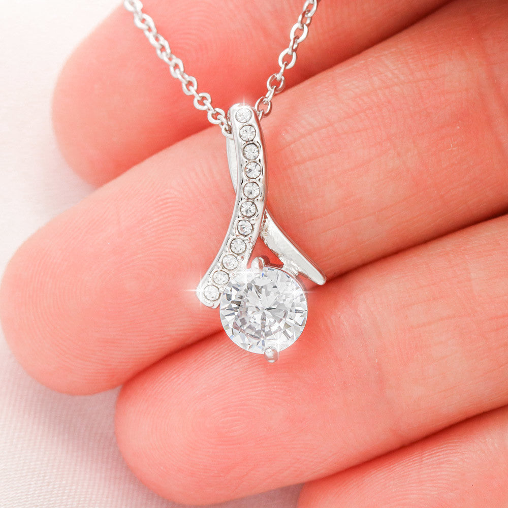To My Wife Necklace Petite Ribbon Necklace 14k white or 18k yellow gold