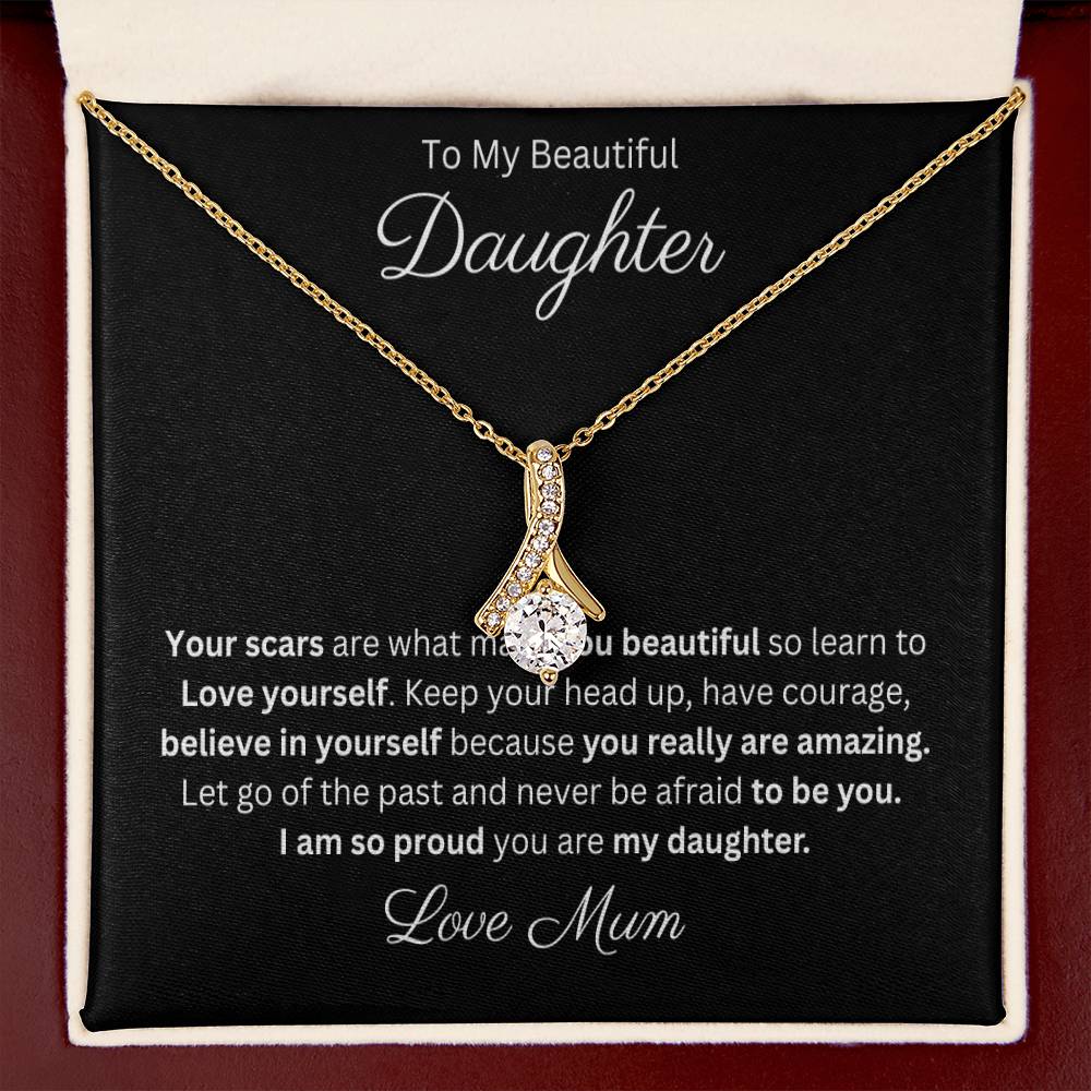 Petite Ribbon Pendant Necklace 14k white gold finish or 18k yellow gold finish over stainless steel with 7mm cubic zirconia 