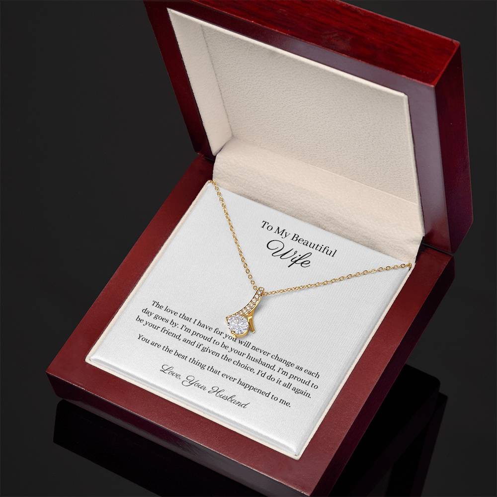 Personalised Gift For Her 14k or 18k gold finish Petite Pendant Necklace With Cubic Zirconia Crystals