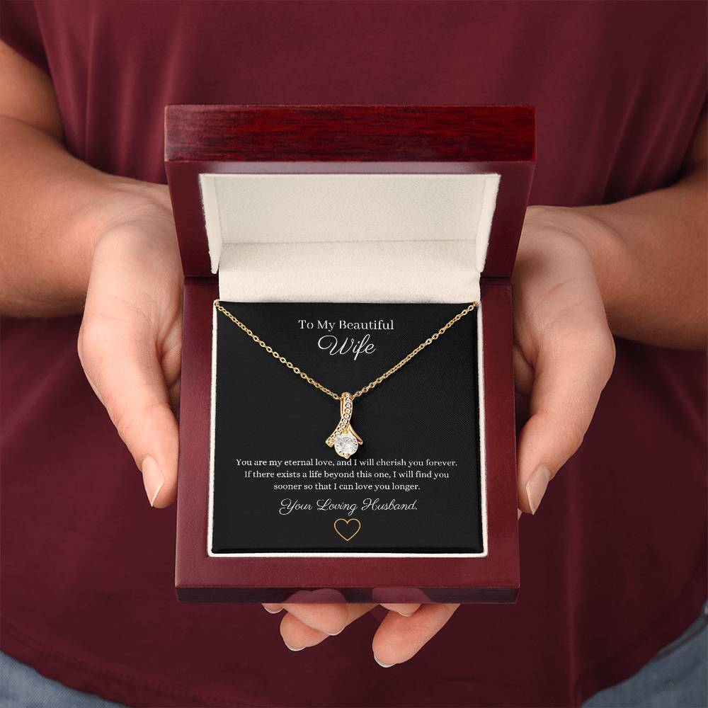 14k white gold finish or 18k yellow gold finish  Ribbon pendant necklace