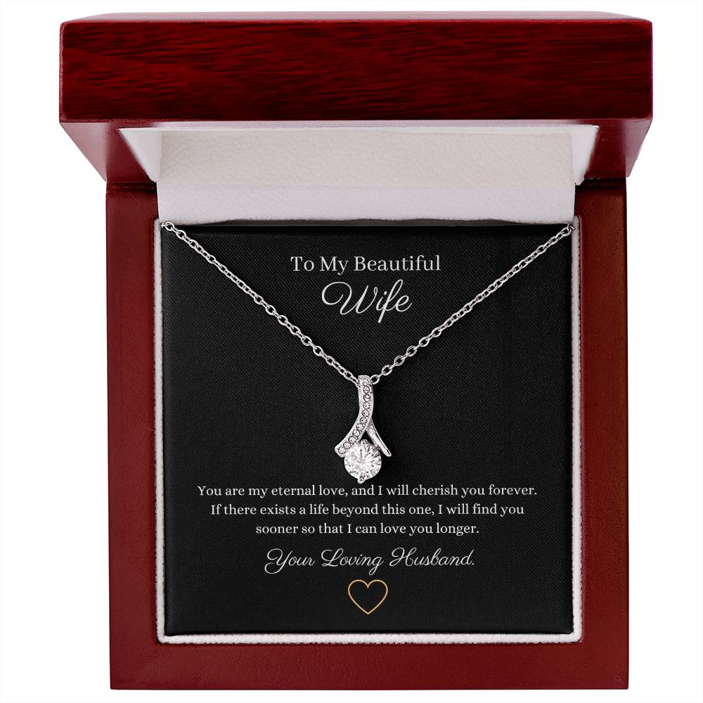 14k white gold finish or 18k yellow gold finish  Ribbon pendant necklace