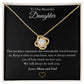 14k white gold or 18k yellow gold finish wife love knot pendant necklace with cubic zirconia crystals, including personalised message