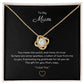 To My Mum, Beautiful Love Knot 14k or 18k finish Necklace. Features a beautiful pendant embellished with premium cubic zirconia crystals.