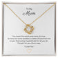 To My Mum, Beautiful Love Knot 14k or 18k finish Necklace. Features a beautiful pendant embellished with premium cubic zirconia crystals.