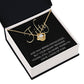 50th Birthday, Beautiful Love Knot 14k or 18k finish Necklace. Features a beautiful pendant embellished with premium cubic zirconia crystals and heartfelt message card.