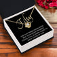 50th Birthday, Beautiful Love Knot 14k or 18k finish Necklace. Features a beautiful pendant embellished with premium cubic zirconia crystals and heartfelt message card.