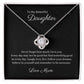 To My Daughter Love Knot Necklace with cubic zirconia stones
