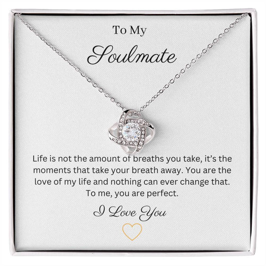 To My Soulmate pendant necklace 14k white gold over stainless steel or 18k yellow gold over stainless steel