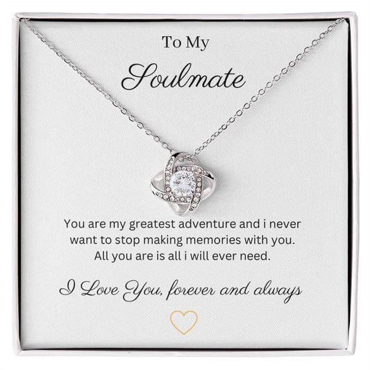 To My Soulmate pendant necklace 14k white gold over stainless steel or 18k yellow gold over stainless steel