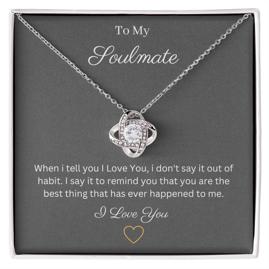 To My Soulmate pendant necklace 14k white gold over stainless steel or 18k yellow gold over stainless steel