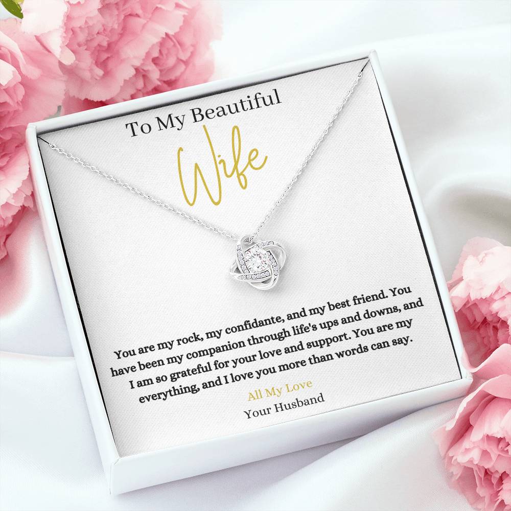 14k white gold or 18k yellow gold finish wife pendant necklace with cubic zirconia crystals