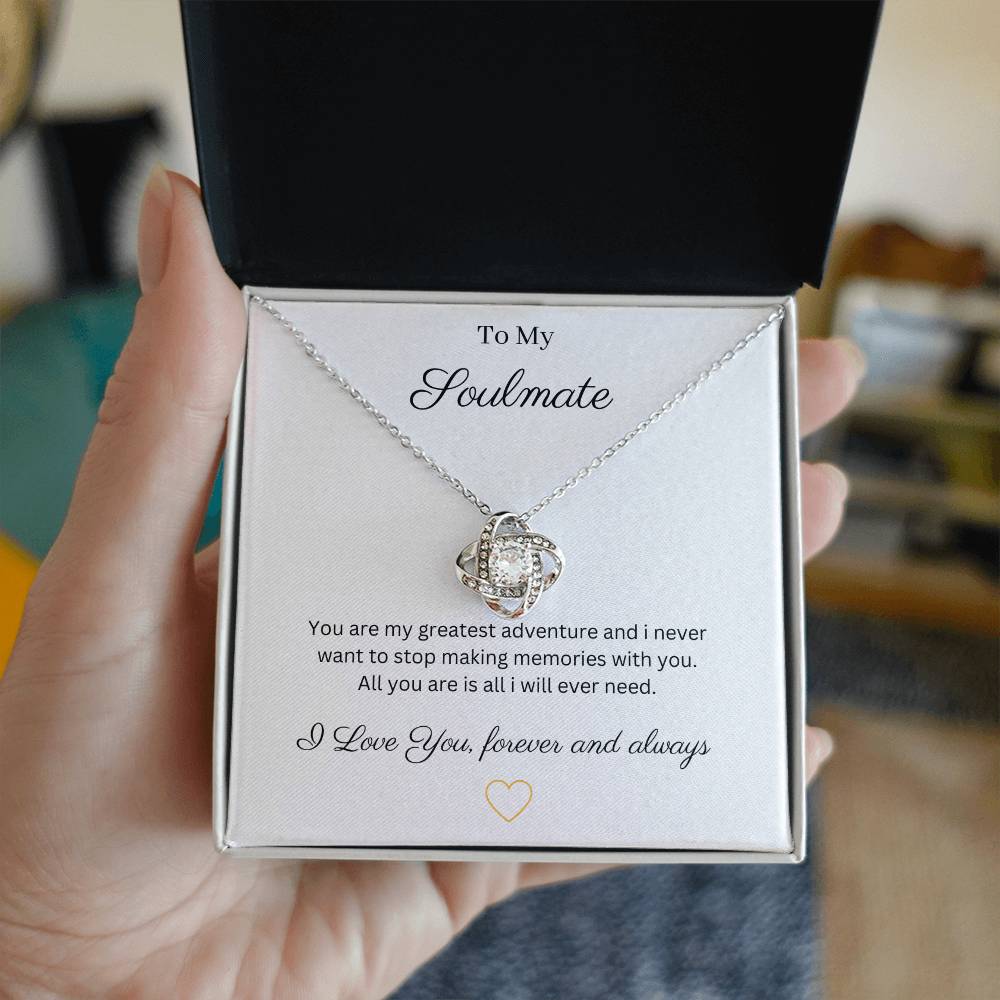 To My Soulmate pendant necklace 14k white gold over stainless steel or 18k yellow gold over stainless steel