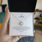 To My Mom, Beautiful Love Knot 14k or 18k finish Necklace. Features a beautiful pendant embellished with premium cubic zirconia crystals.