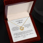 To My Mom, Beautiful Love Knot 14k or 18k finish Necklace. Features a beautiful pendant embellished with premium cubic zirconia crystals and heartfelt message card.