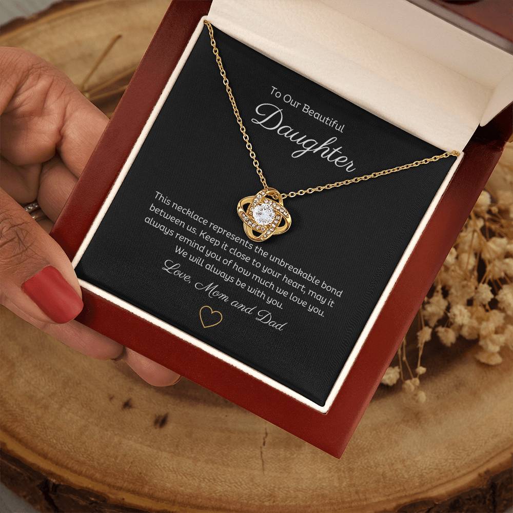 14k or 18k Daughter Love Knot Pendant Necklace